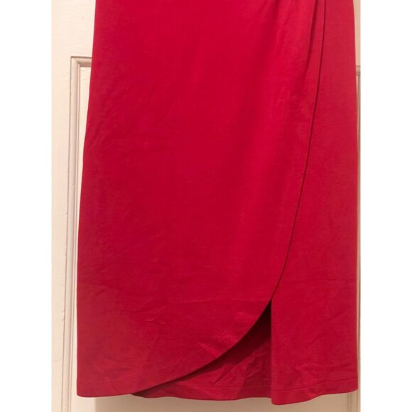 Ann Taylor Size 6 Red Dress Body Con Hidden Side Zip Long Sleeves Foe wrap skirt - Picture 8 of 16